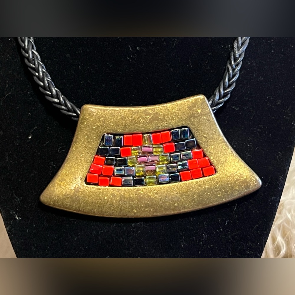 Boho Beaded Copper Statement Necklace - image 4